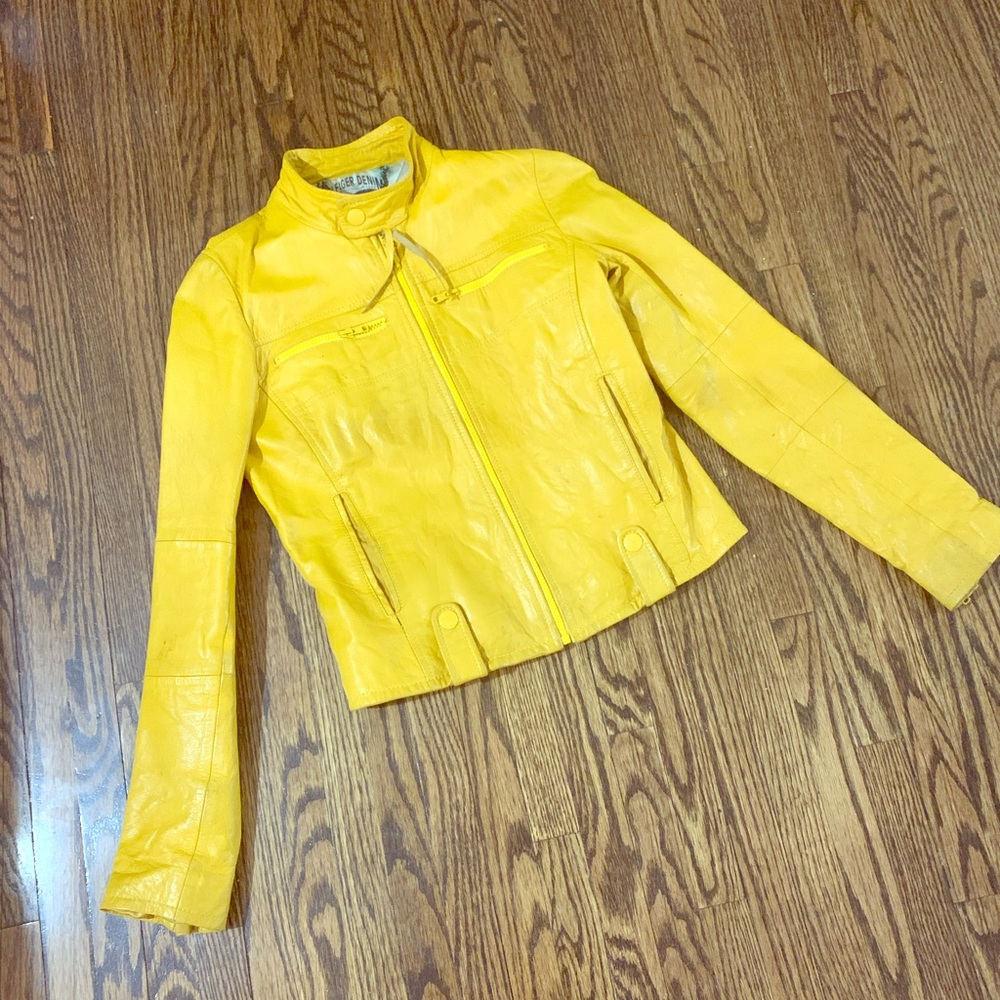 Yellow genuine leather jacket.